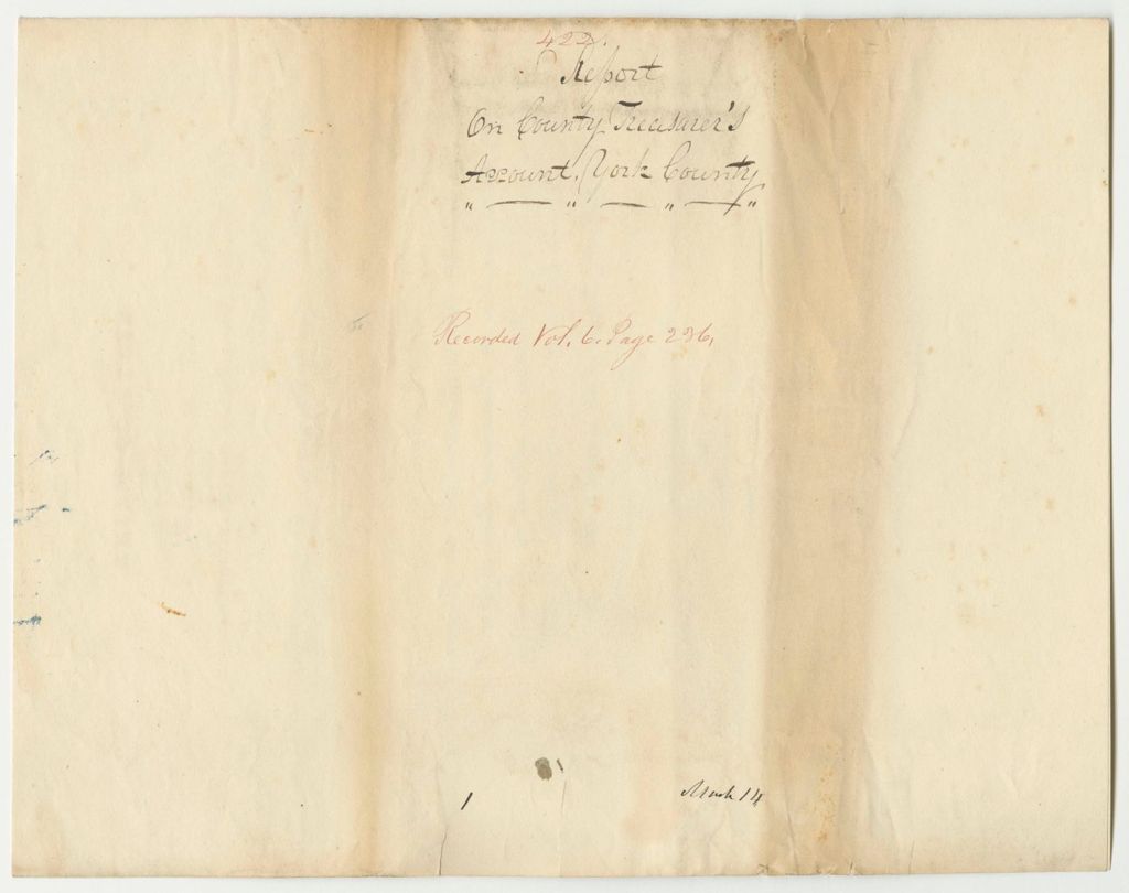 Miniature of Report 422: Report on the Account of Samuel Burbank, York County Treasurer