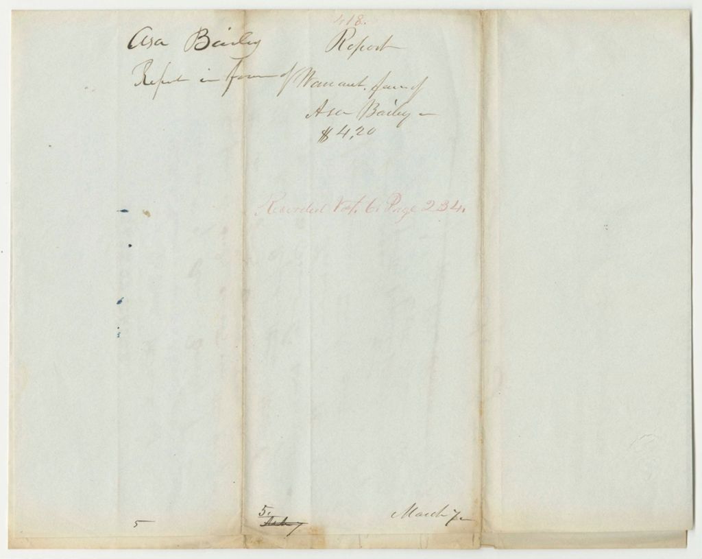 Miniature of Report 418: Warrant in Favor of Asa Bailey, Gaol Keeper