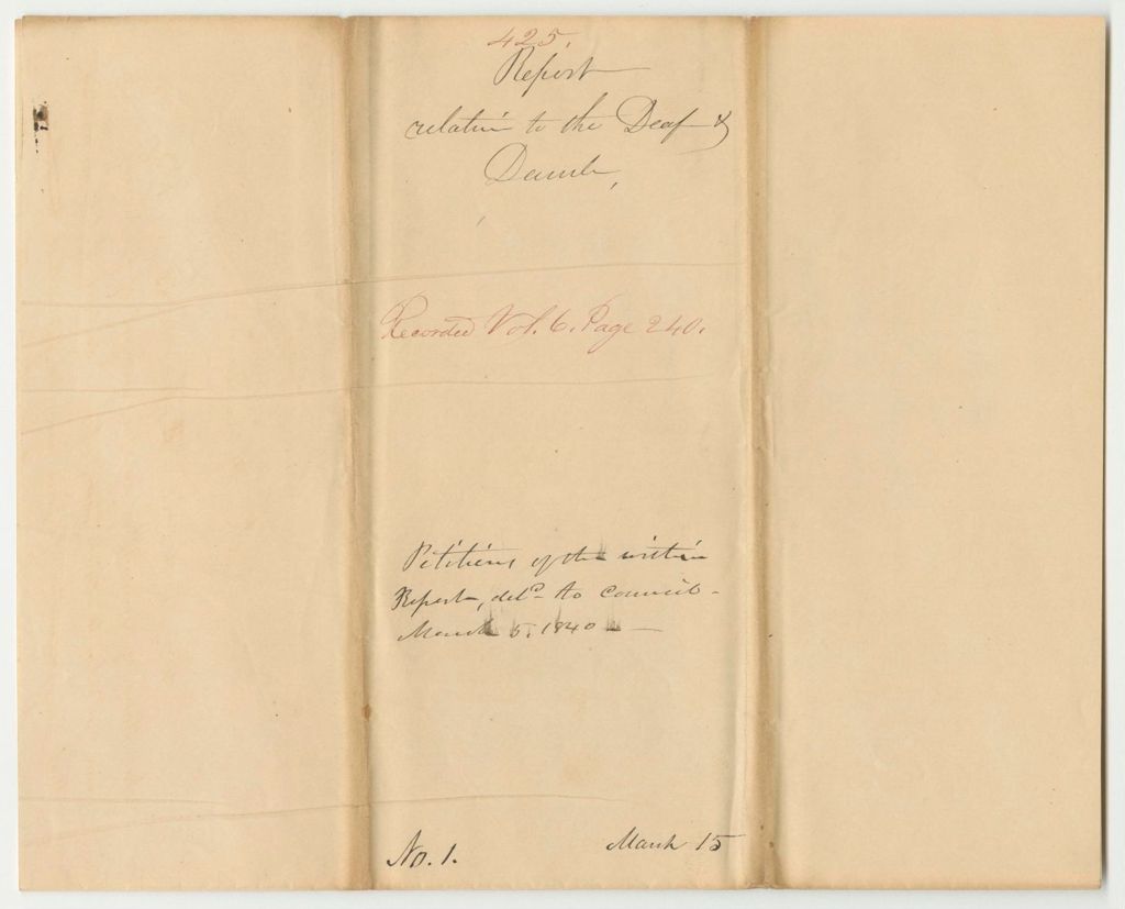 Miniature of Report 425: Report Relative to the Deaf and Dumb