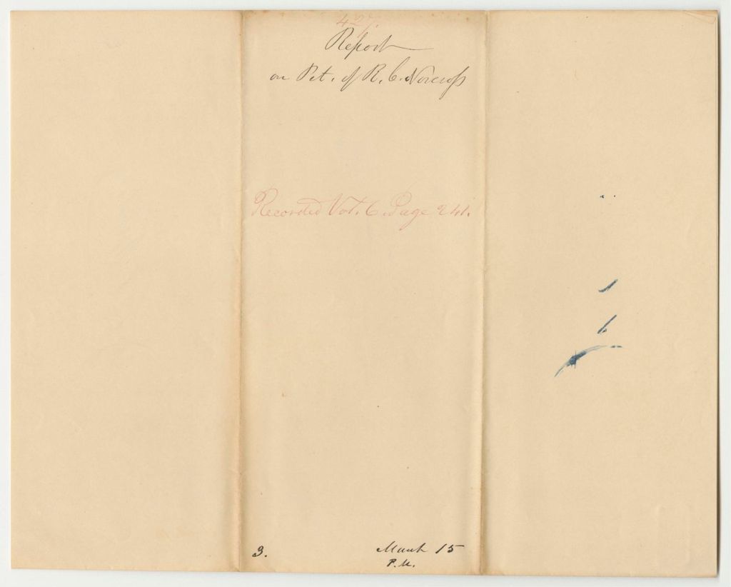 Miniature of Report 427: Report on the Petition of R.C. Norcross, Praying for the Remission of a Fine Imposed by a Court Martial (No Petition)