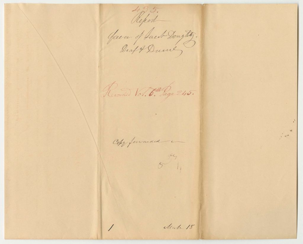 Miniature of Report 435: Warrant in Favor of Jacob Doughty, to Continue at the New England Institutue for the Blind