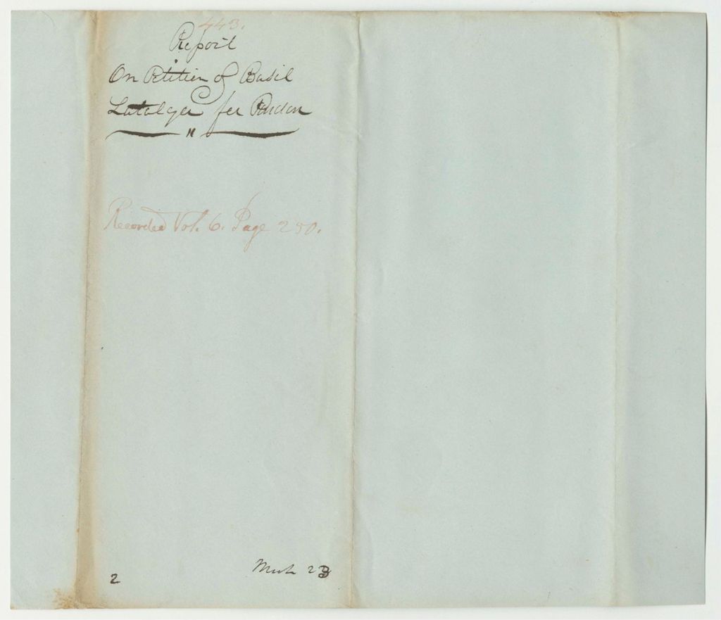 Miniature of Report 443: Report on the Petition of Basil Latalya for a Pardon