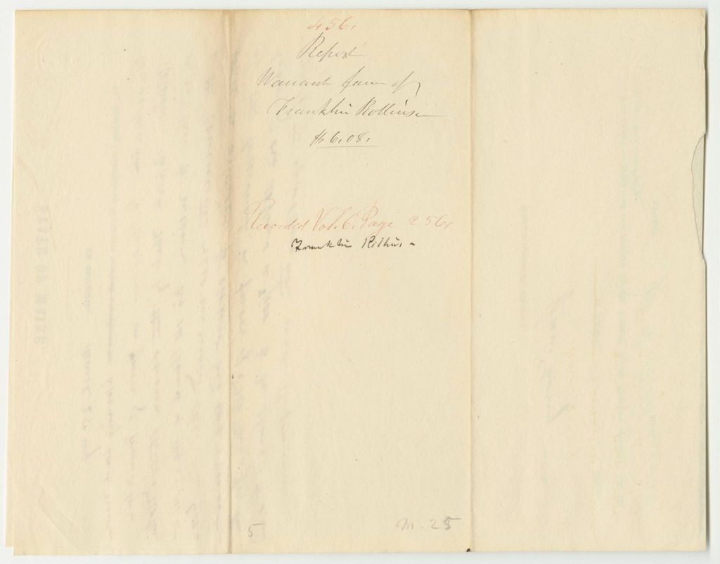 Miniature of Report 456: Warrant in Favor of Franklin Rollins