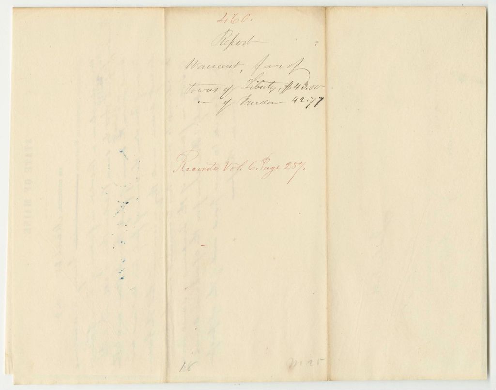 Miniature of Report 460: Warrants in Favor of the Towns of Liberty and Freedom