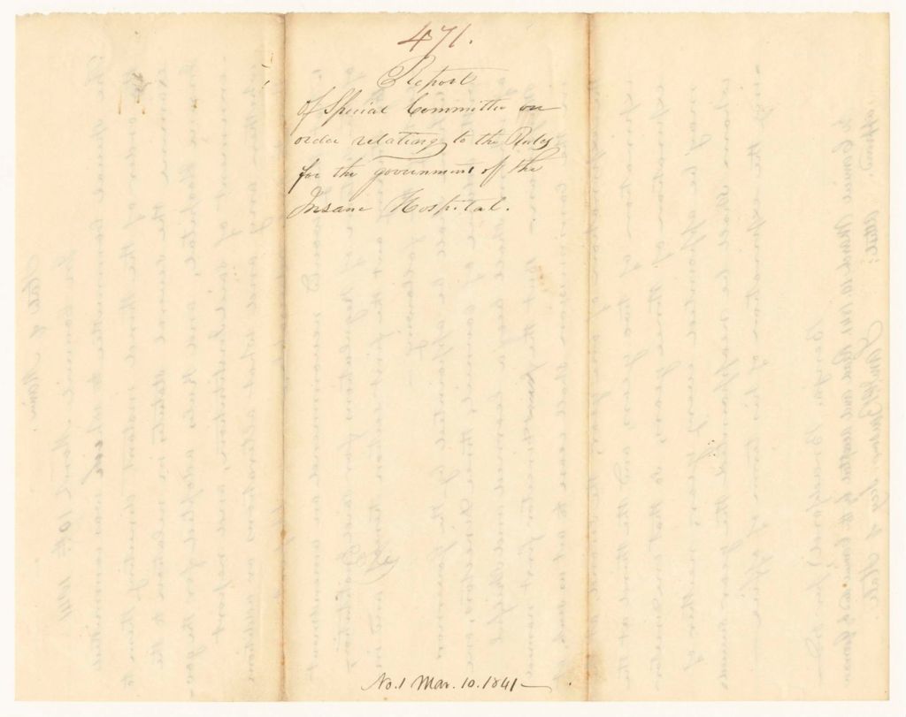 Miniature of Report 471: Report of a Special Committee on Order Relating to the Rules of Government of the Insane Hospital