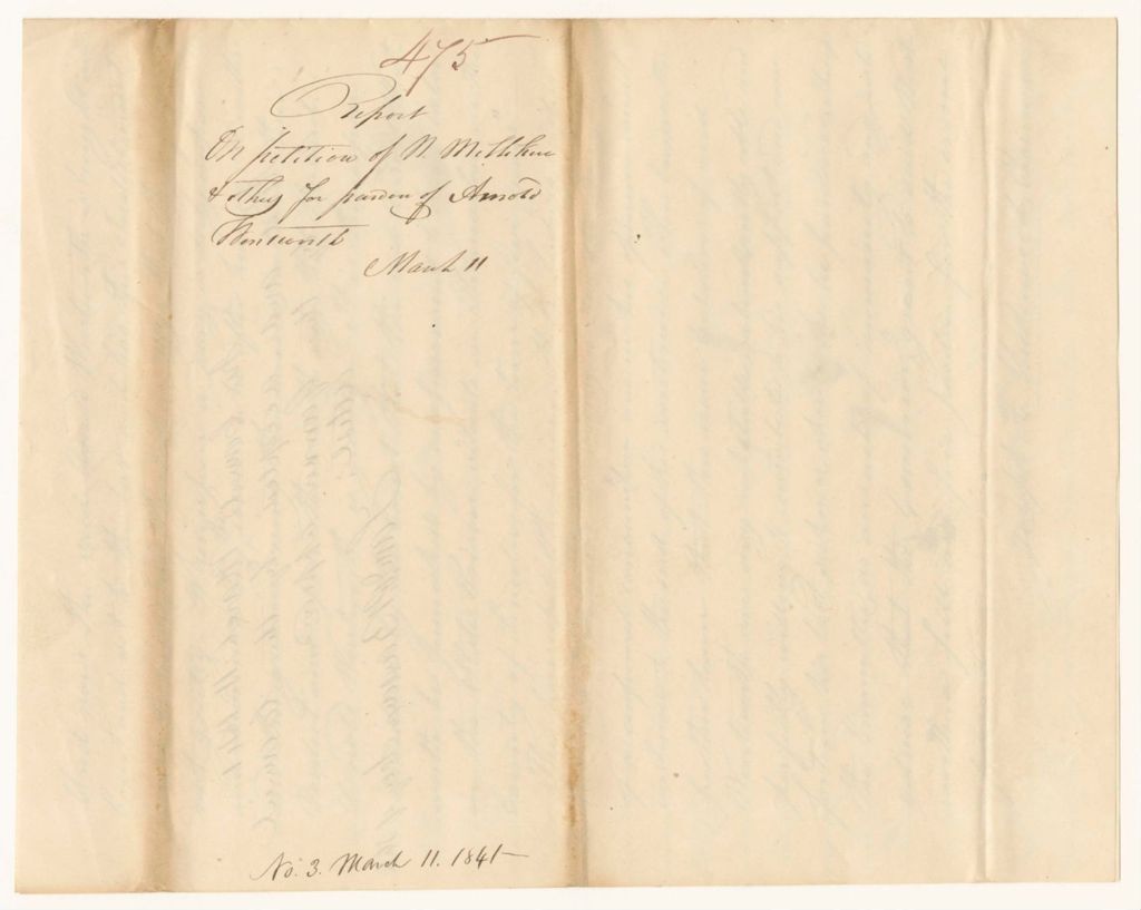 Miniature of Report 475: Report on the Petition of Nathen Miliken and Others for the Pardon of Arnold Wentworth