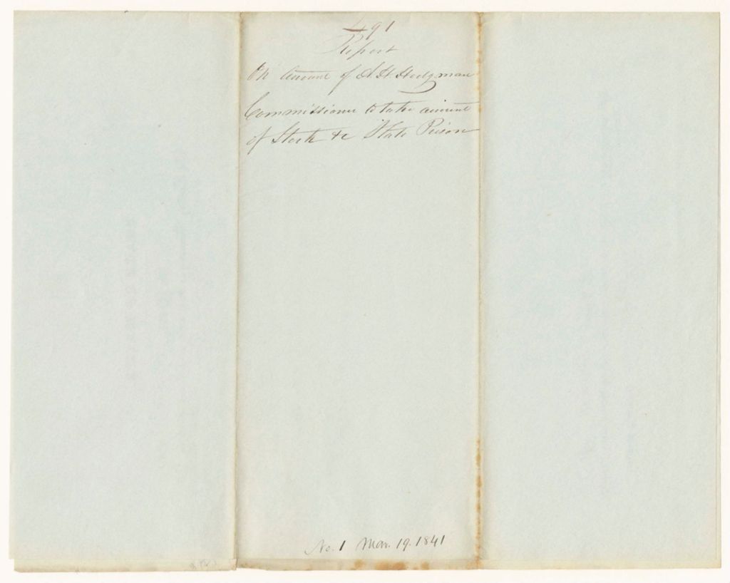Miniature of Report 491: Report on the Account of Arnos H. Hodgman, Commissioner to Take Account of Stock, etc. in the State Prison