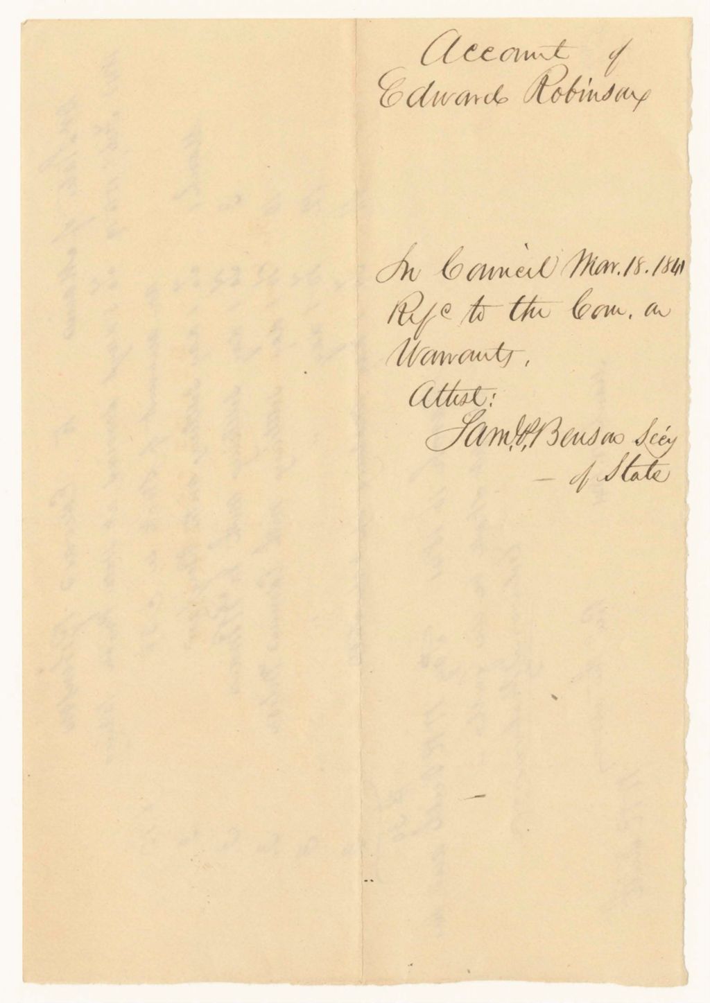 Miniature of Account of Edward Robinson, Commissioner to Take Account of Stock, etc. in the State Prison
