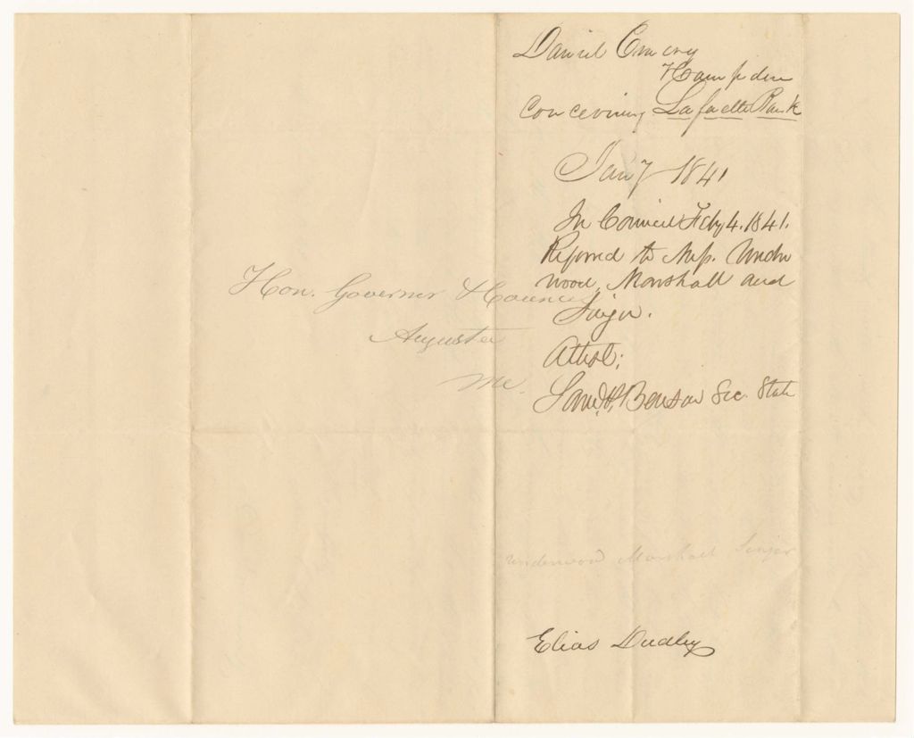Miniature of Communication from Daniel Emery Concerning Lafayette Bank