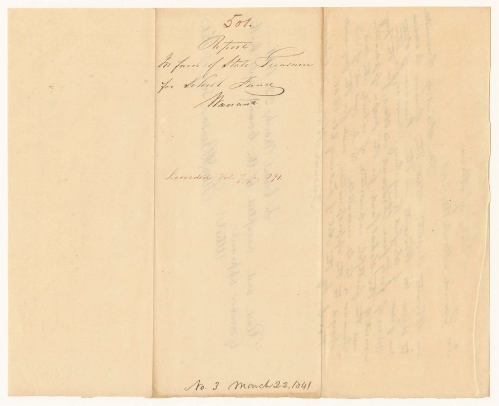 Miniature of Report 501: Report in Favor of State Treasurer for Payment of School Funds