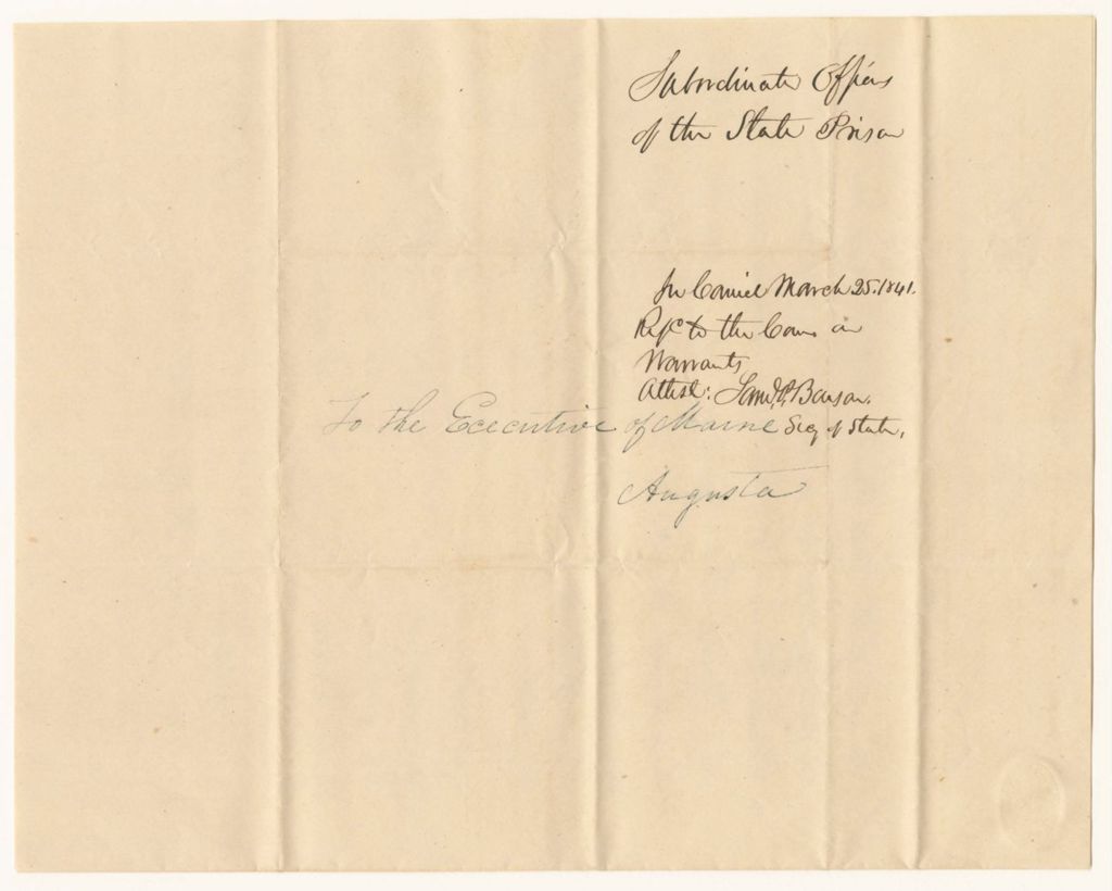 Miniature of Schedule of the Subordinate Officers of the State Prison with the sums due them from the 14th of February last to the 31st day of March 1841 inclusive