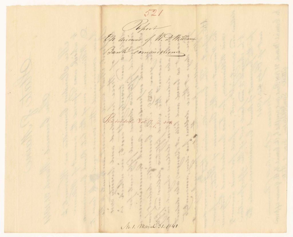 Miniature of Report 521: Report on the Account of William D. Williamson, Bank Commissioner