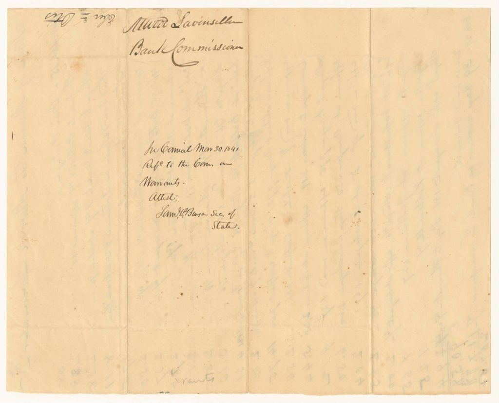 Miniature of Account of Atwood Levensaler Bank Commissioner for 1840