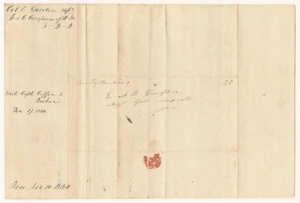 Miniature of Communication from Col. E. Garder respecting the B and C Company of Light Infantry in the 3rd Regiment 2nd Brigade 2nd Division