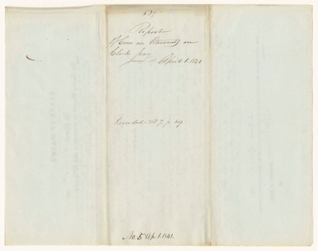 Miniature of Report 529: Report of the Committee on Warrants on Clerk's Pay