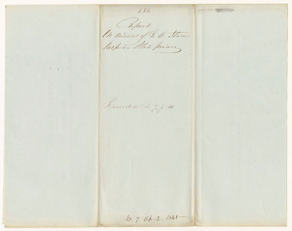 Miniature of Report 536: Report on Account of George A. Stan, State Prison Inspecto