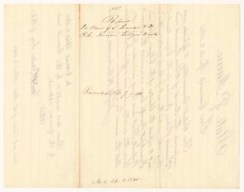 Miniature of Report 537: Report on Bond, Silas Leonard and Daniel Pike, Receivers, Citizen's Bank Augusta