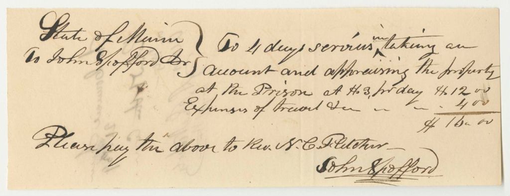 Miniature of Accounts of John Spofford and John C. Chochrane for Appraisal of Property at the State Prison