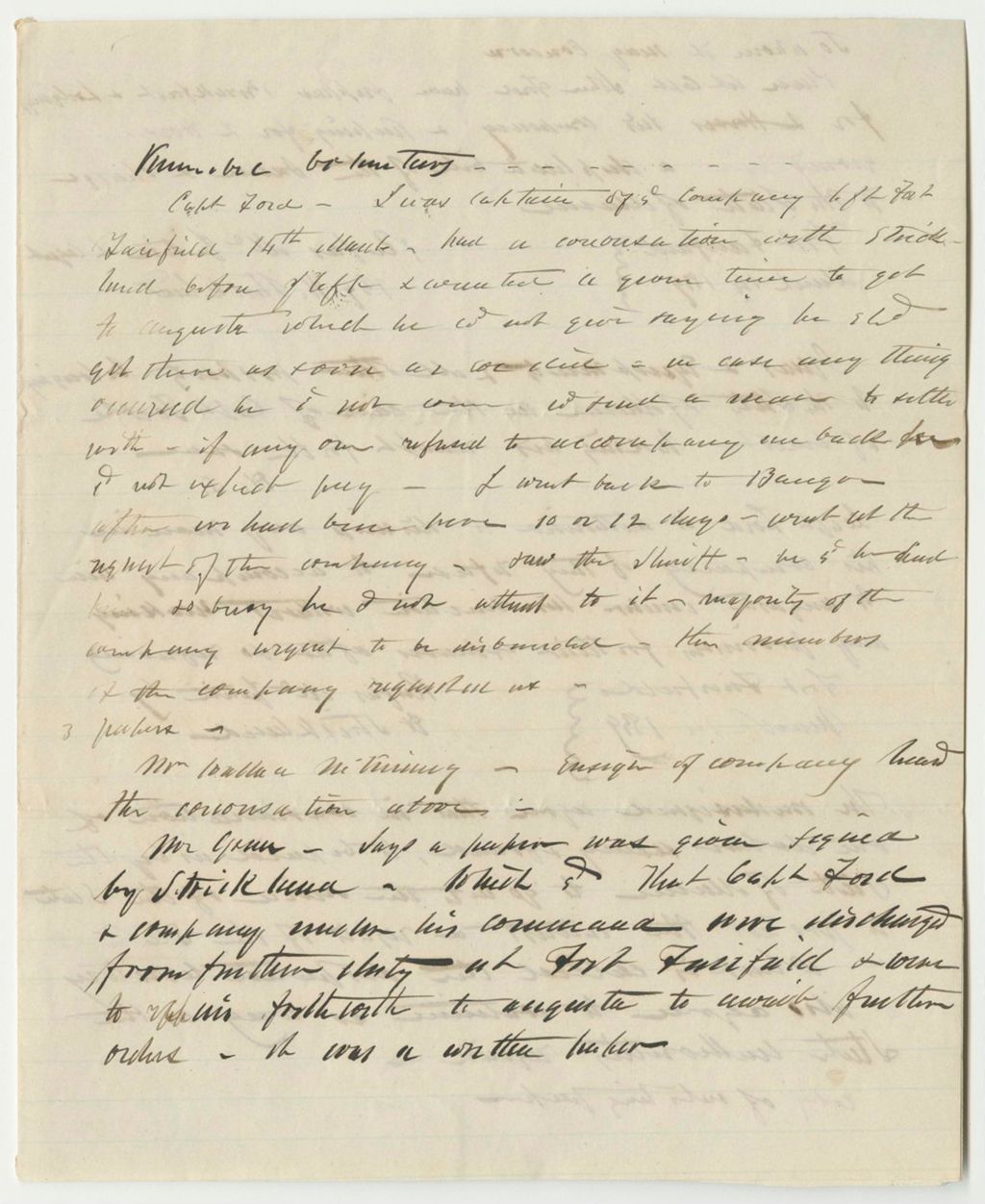 Miniature of Statement of Captain Ford on the Discharge of the Kennebec Volunteers at Fort Fairfield