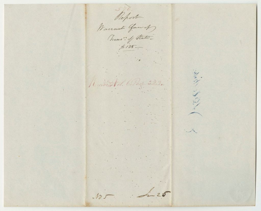 Miniature of Report 576: Warrant in Favor of Clerk Hire for the State Treasurer