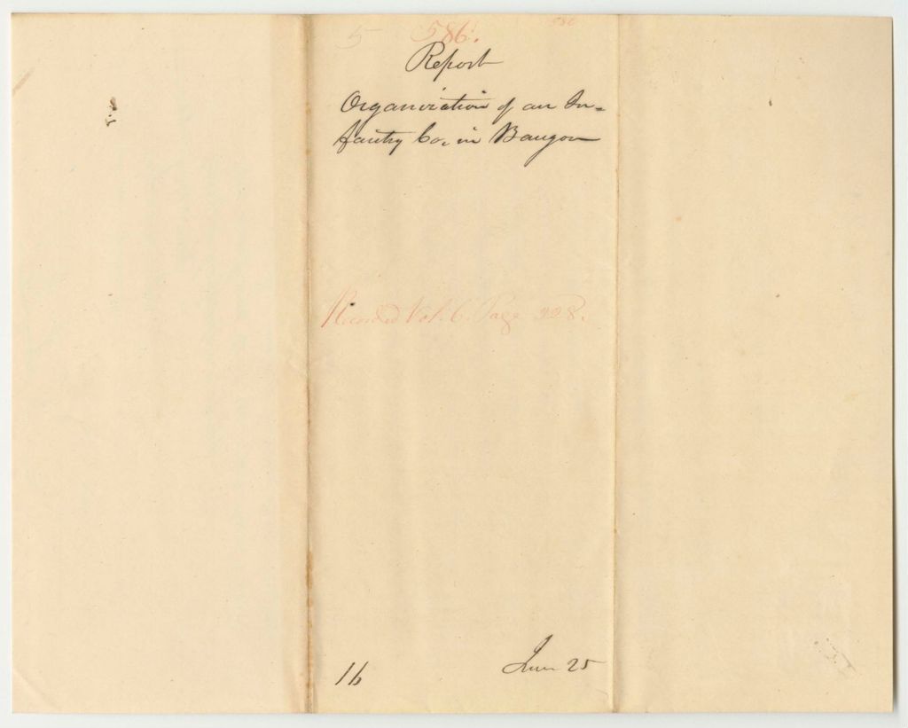 Miniature of Report 586: Report on the Organization of an Infantry Company in Bangor