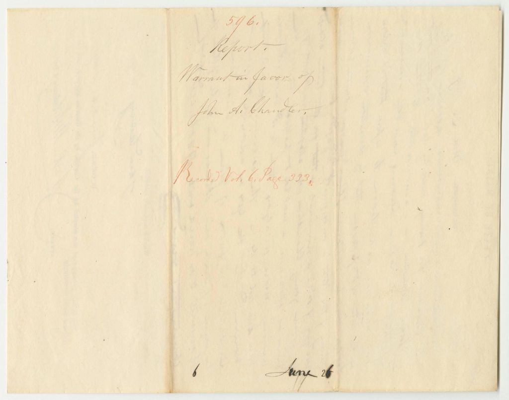 Miniature of Report 596: Warrant in Favor of John A. Chandler for Work Done for the Geological Survey