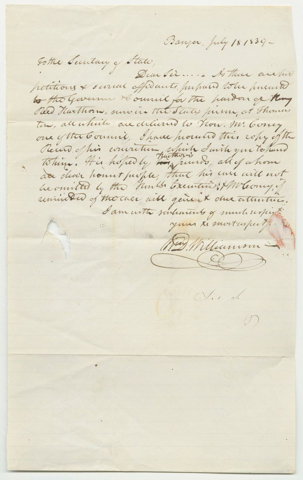 Miniature of State v. Henry R. Harthorne, Copy of Judgement