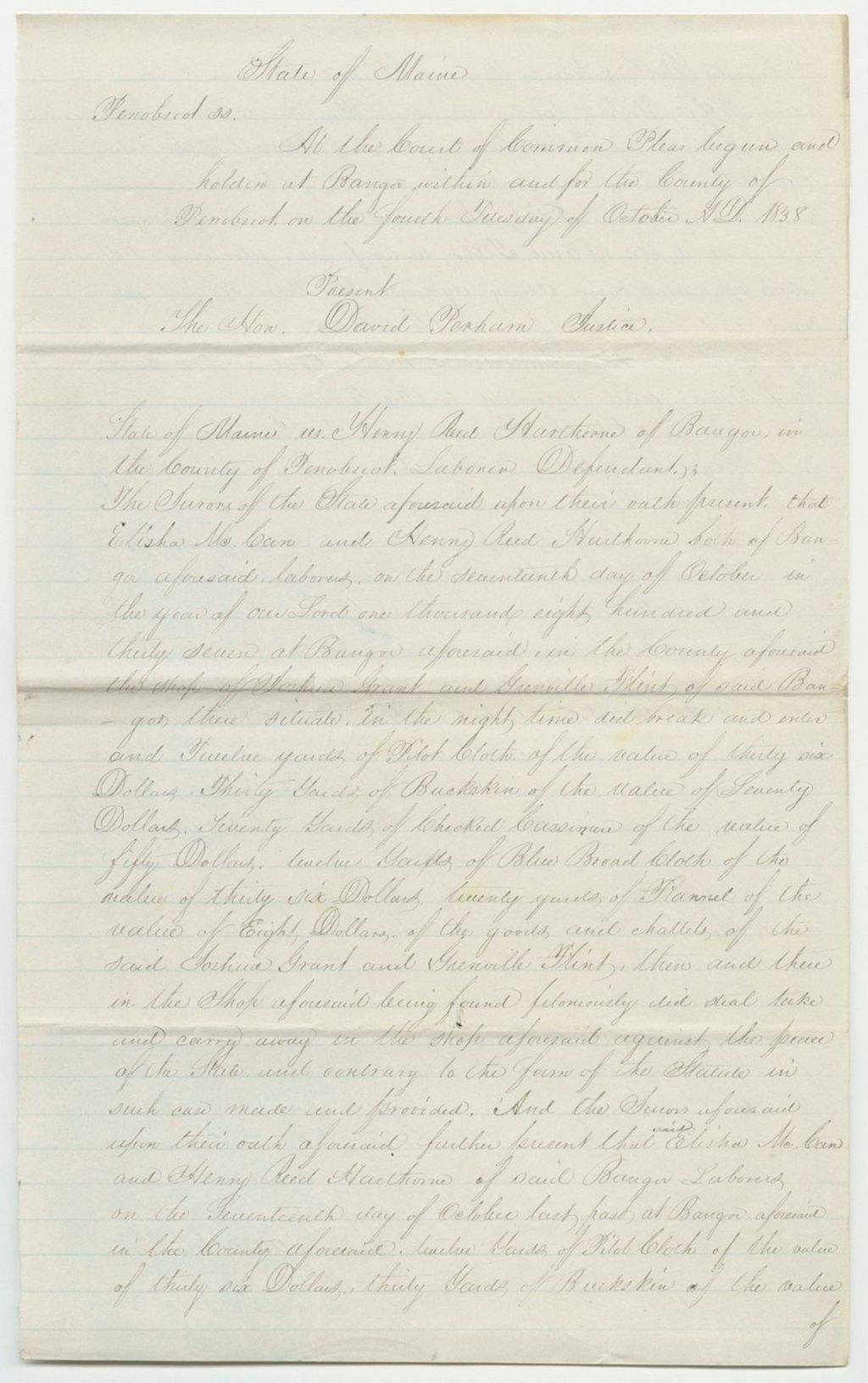Miniature of State v. Henry R. Harthorne, Copy of Record