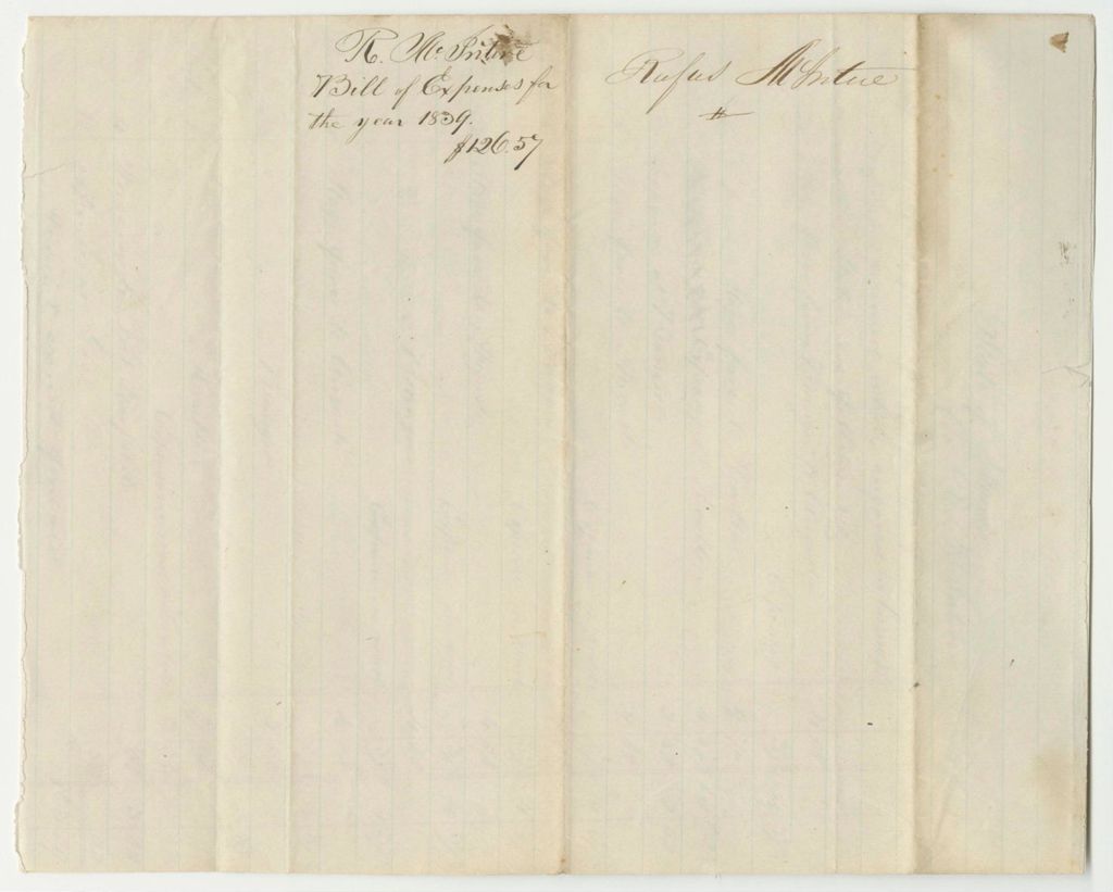 Miniature of Vouchers for the Account of Rufus McIntire, Land Agent, for 1839