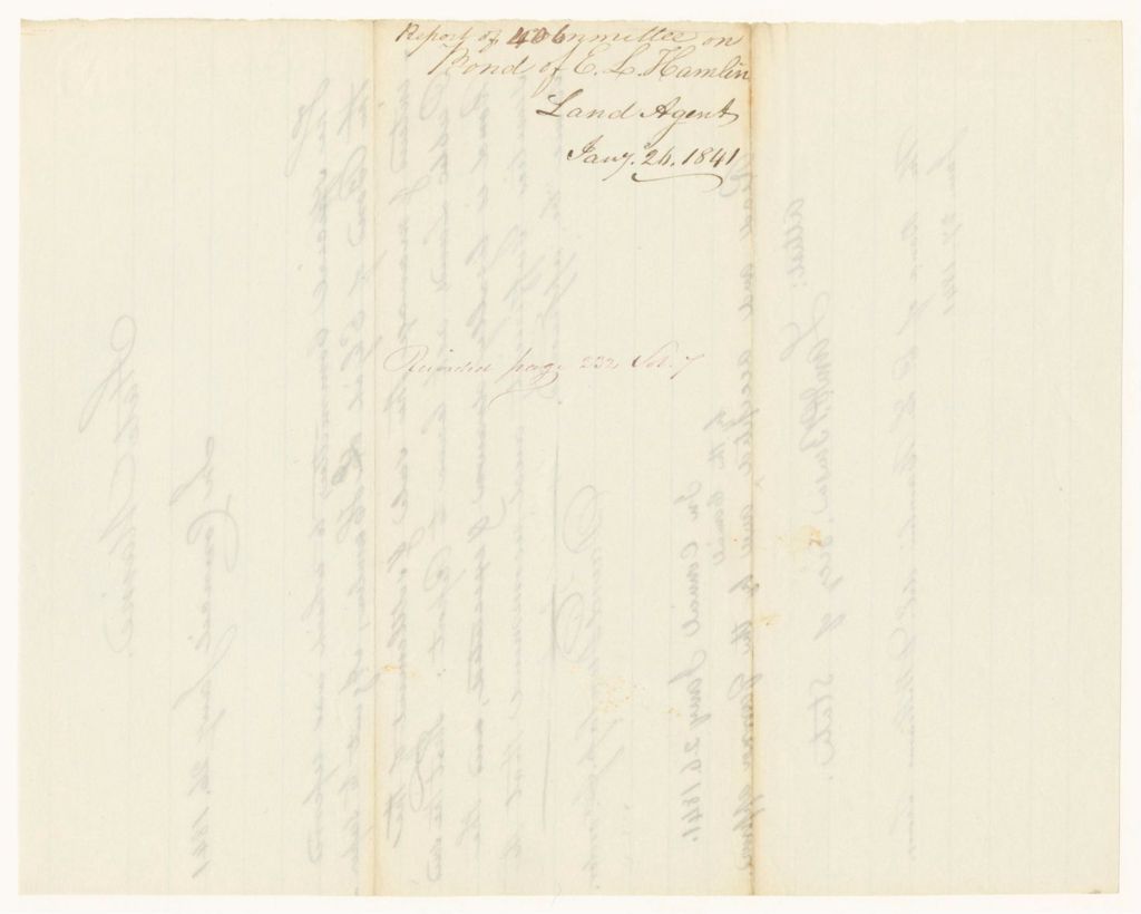 Miniature of Report 406: Report of the Committee on the Bond of E.L. Hamlin, Land Agent