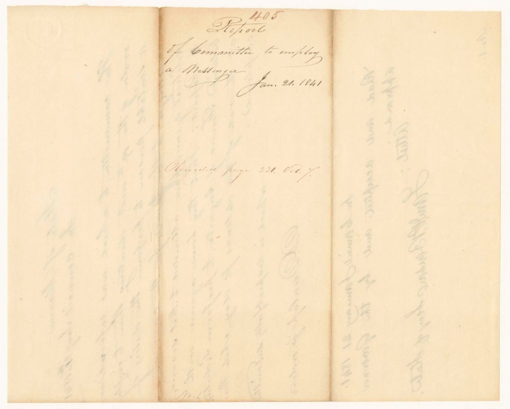 Miniature of Report 405: Report of the Committee to Employ a Messenger