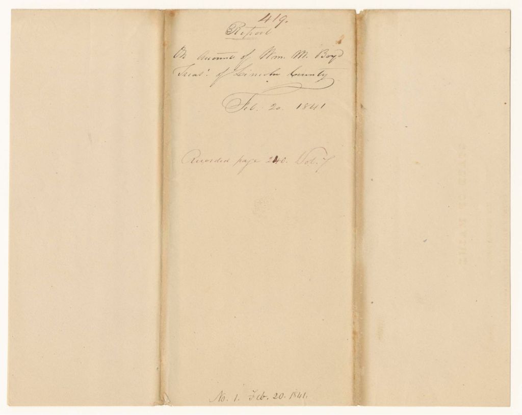 Miniature of Report 419: Report on the Account of William M. Boyd, Treasurer of Lincoln County