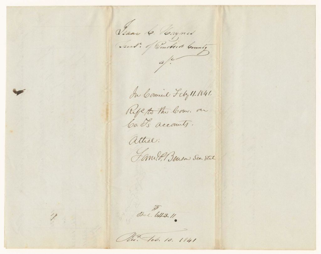 Miniature of Account of Isaac C. Haynes, Treasurer of Penobscot County