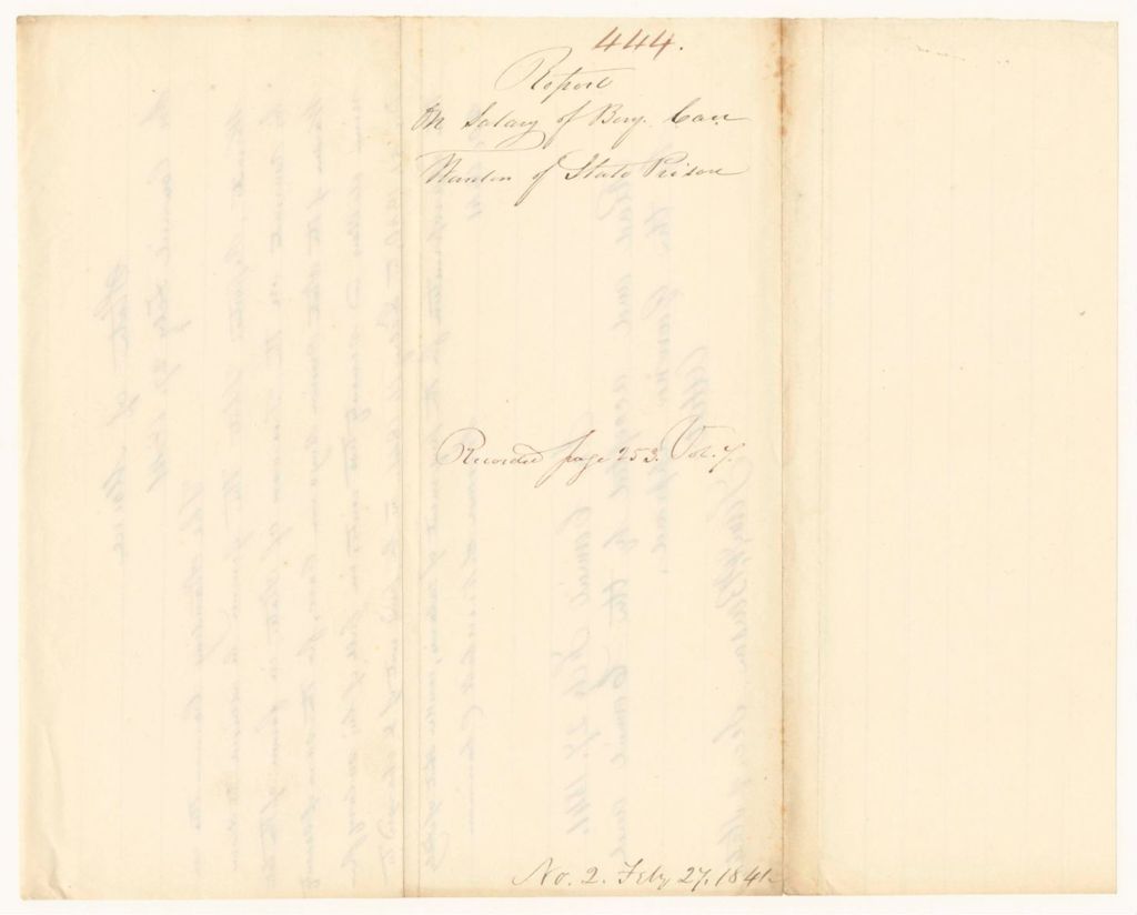Miniature of Report 444: Report on the Salary of Benjamin Carr, Warden of the State Prison