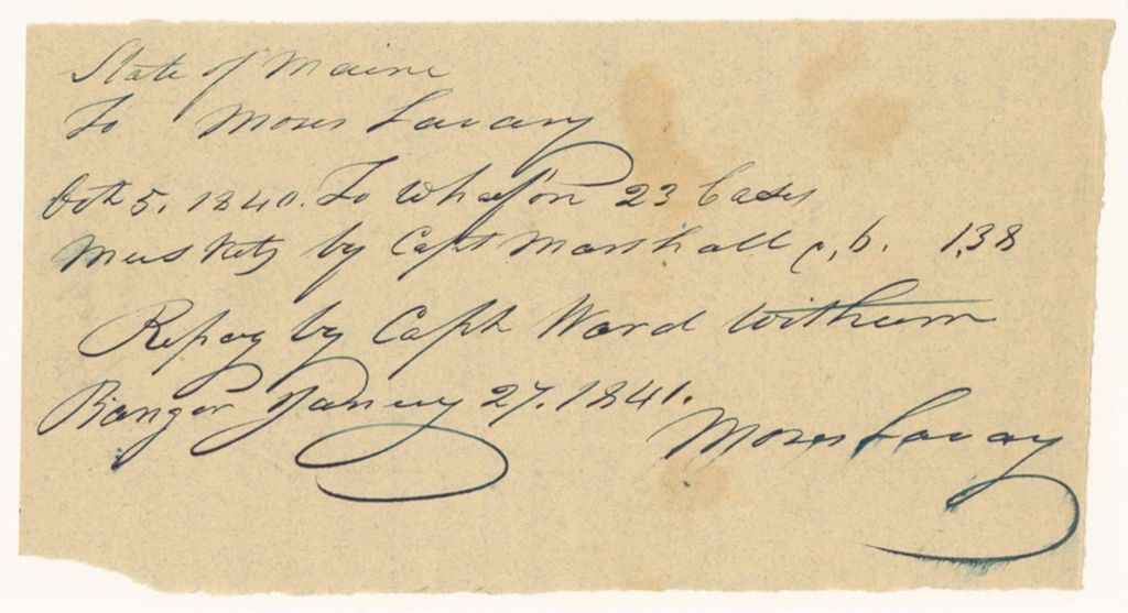 Miniature of Receipts from the Account of Ward Wittam, Keeper of the Arsenal at Bangor
