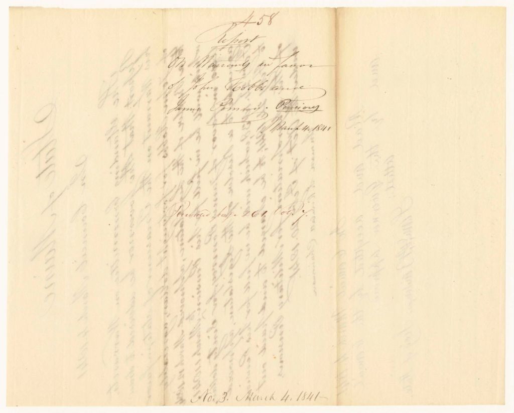 Miniature of Report 458: Report on Warrants in Favor of John Hobbs and James Pomroy for Military Pensions