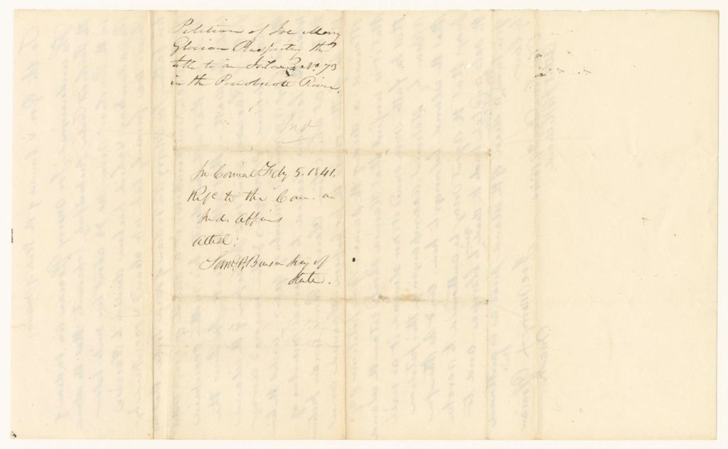 Miniature of Petition of Joe Merry Glocian, respecting the title to Island Number 73 in the Penobscot River