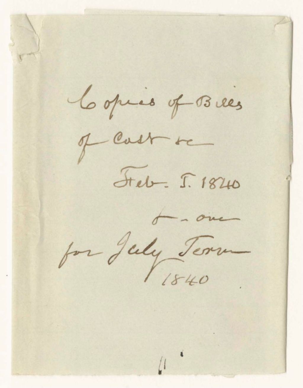 Miniature of Copies of Bills of Cost at the District Court for the Eastern District in Washington County, February Term 1840