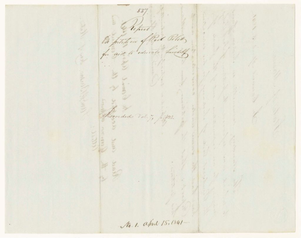 Miniature of Report 557: Report on the Petition of Peol Polis for Aid to Educate Himself