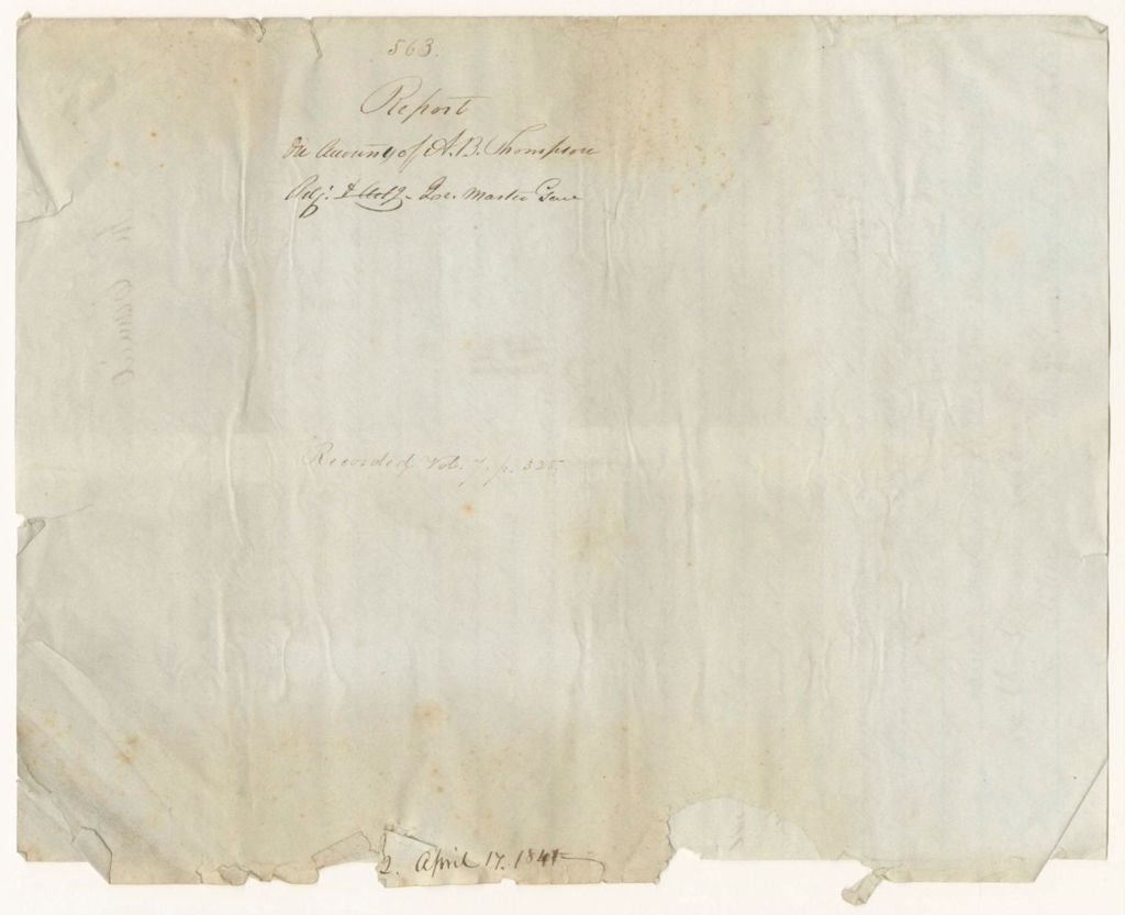 Miniature of Report 563: Report on the Account of Abner B. Thompson, Quarter Master General