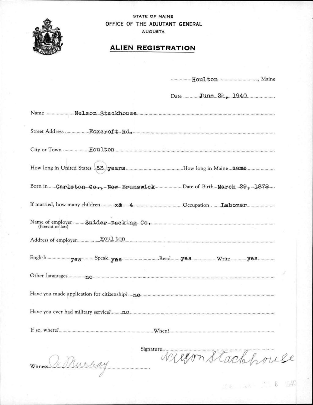 Miniature of Alien Registration- Stackhouse, Nelson (Houlton, Aroostook County)