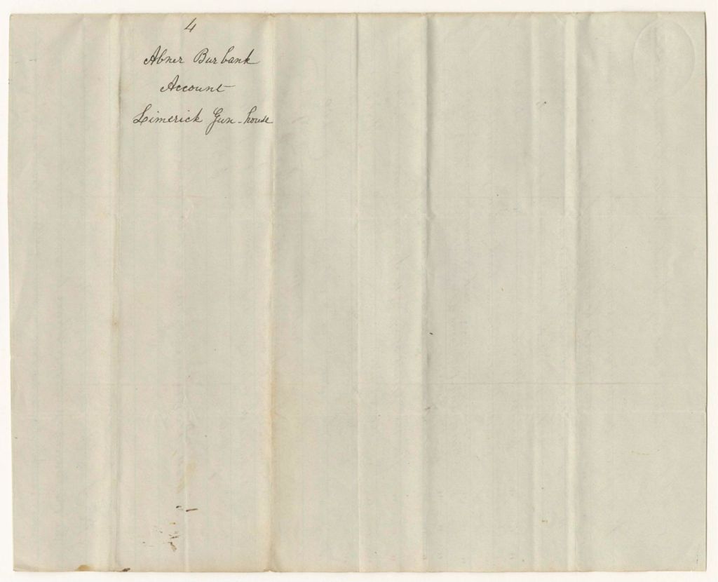 Miniature of Abner Burbank's Account for the Limerick Gun House