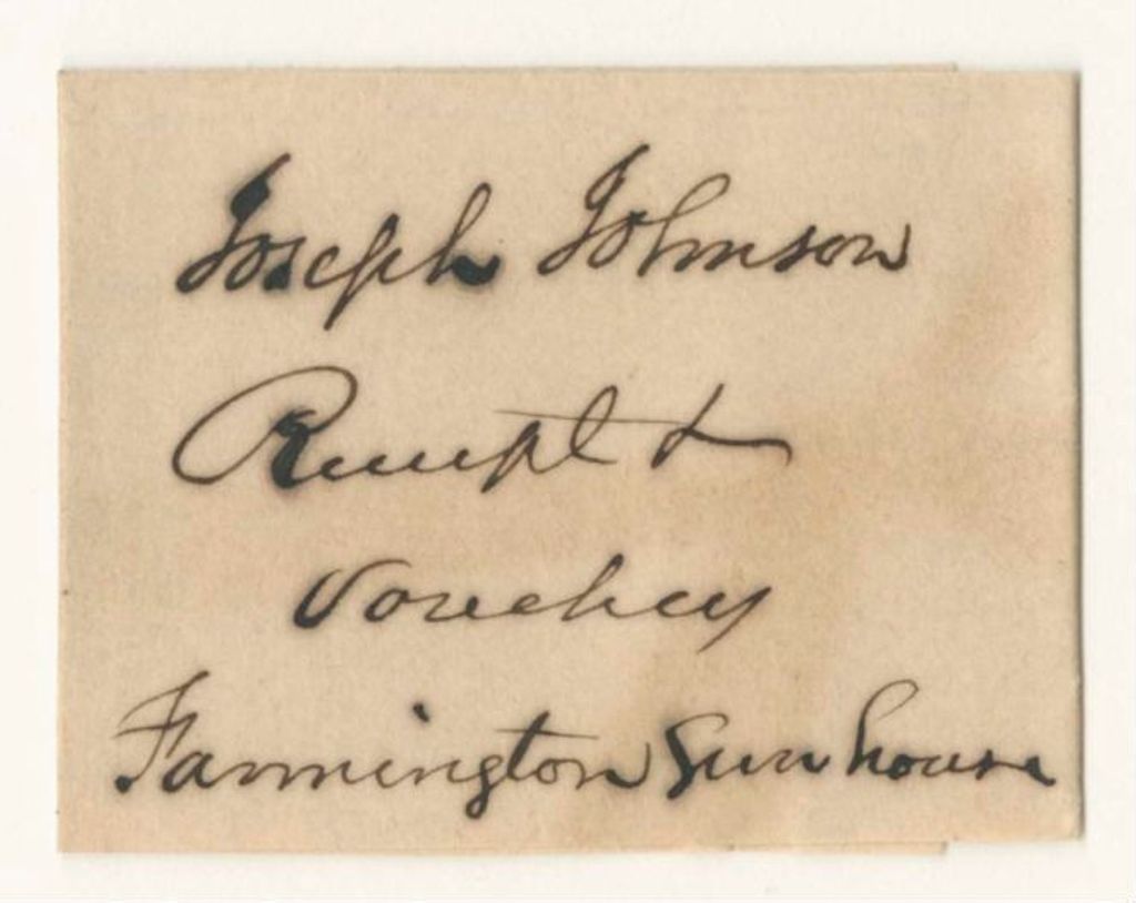 Miniature of Joseph Johnson's Receipt and Vouchers for the Farmington Gun House