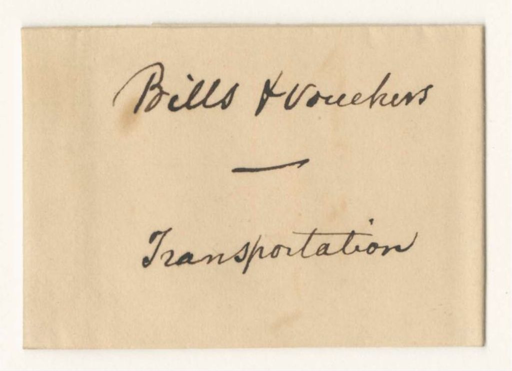 Miniature of Bills and Vouchers for Abner B. Thomas' Account for Transportation