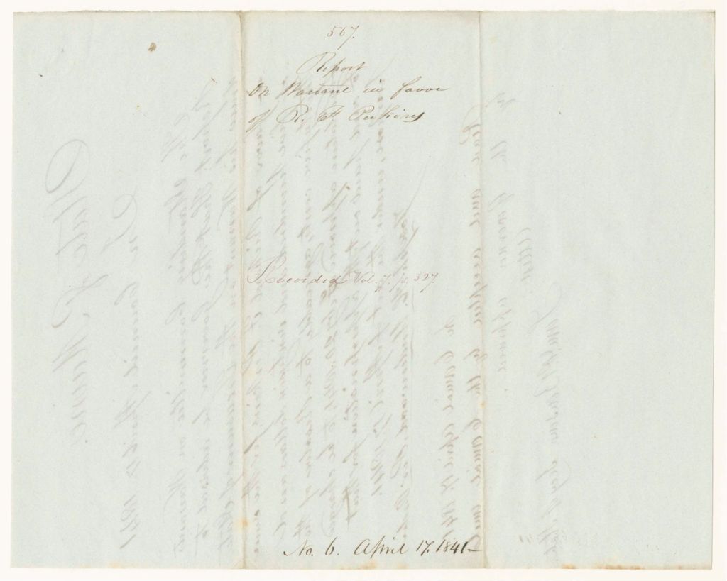 Miniature of Report 567: Report on a Warrant in Favor of Richard F. Perkins