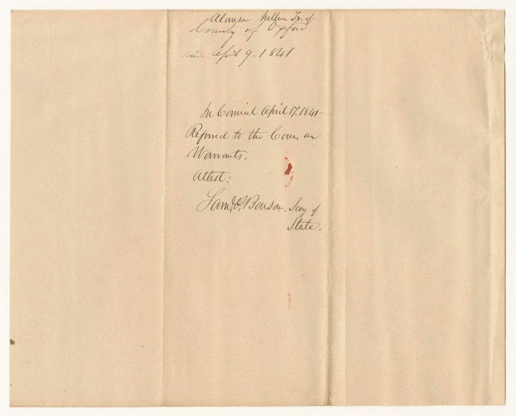 Miniature of Schedule of the taxes assessed in the unincorporated Townships and tracts of land situated in the County of Oxford, for the year 1840