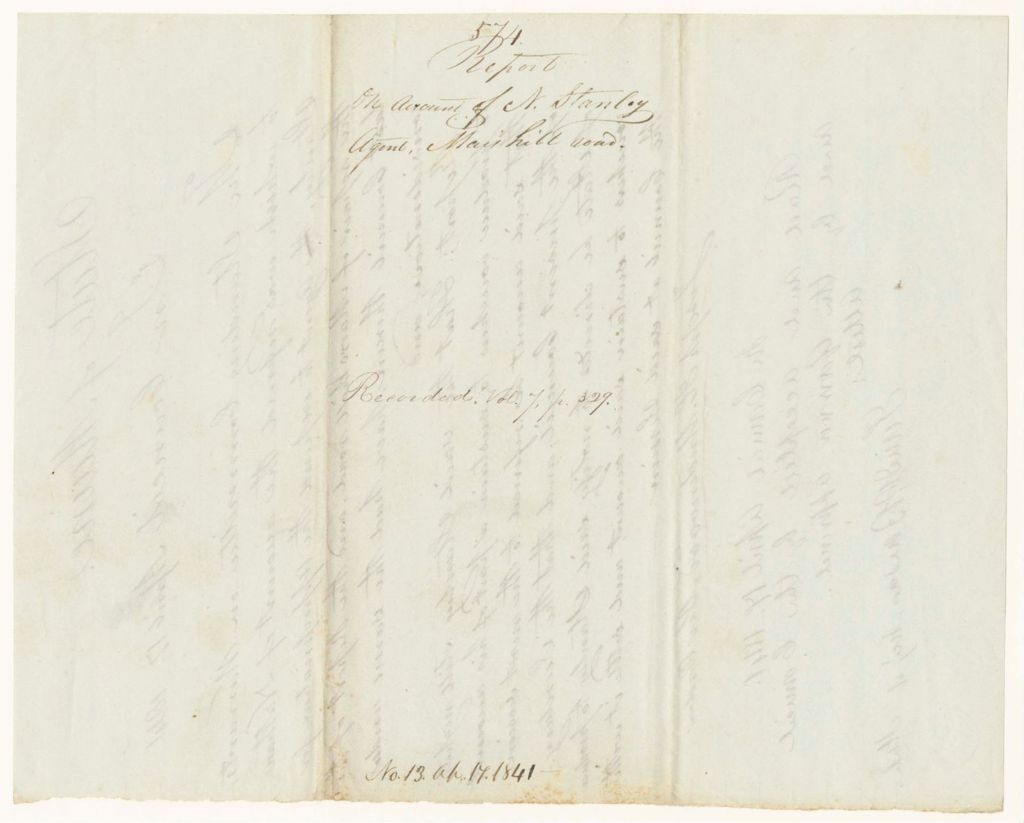 Miniature of Report 574: Report on the Account of Nathan Stanley, Agent for Repair of the Mar's Hill Road
