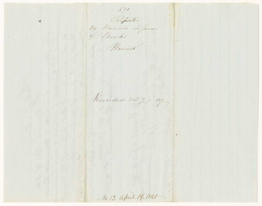 Miniature of Report 590: Report on Warrant in Favor of The Town of Brooks