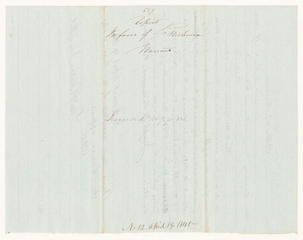Miniature of Report 589: Report on Warrant in Favor of Freeman Nickerson
