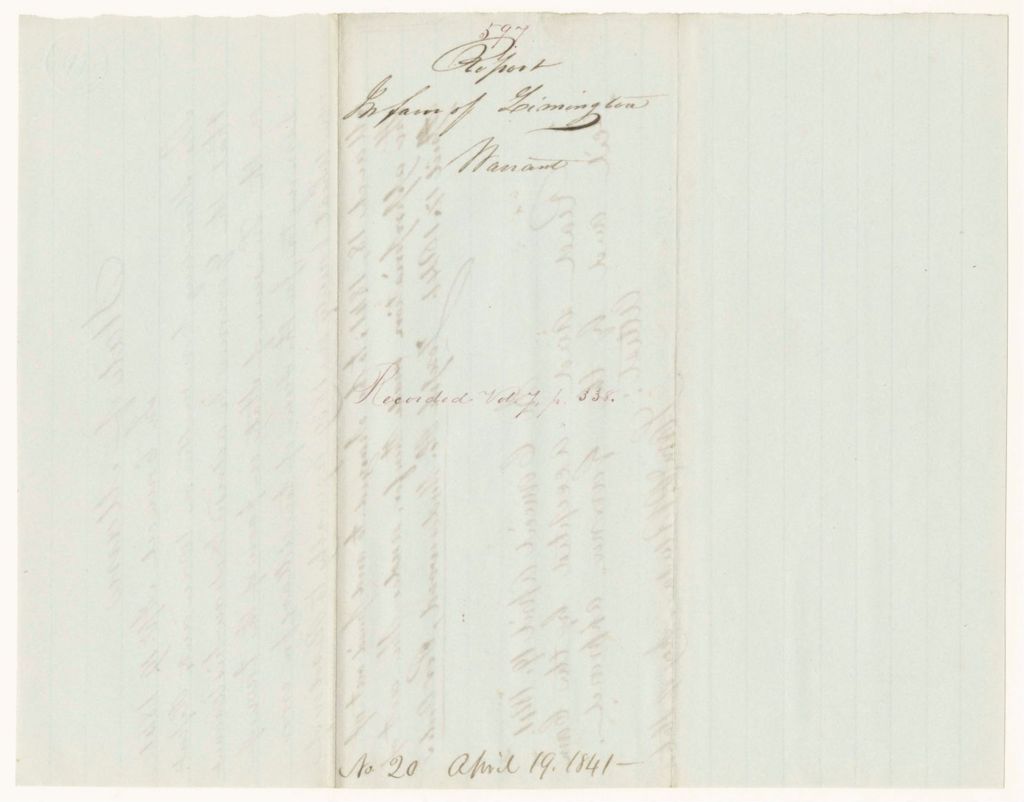 Miniature of Report 597: Report on Warrant in Favor of the Town of Limington for Error in Wheat Bounty
